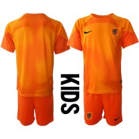 Camiseta Países Bajos Portero Segunda Equipación Replica Mundial 2022 para niños mangas cortas (+ Pantalones cortos)